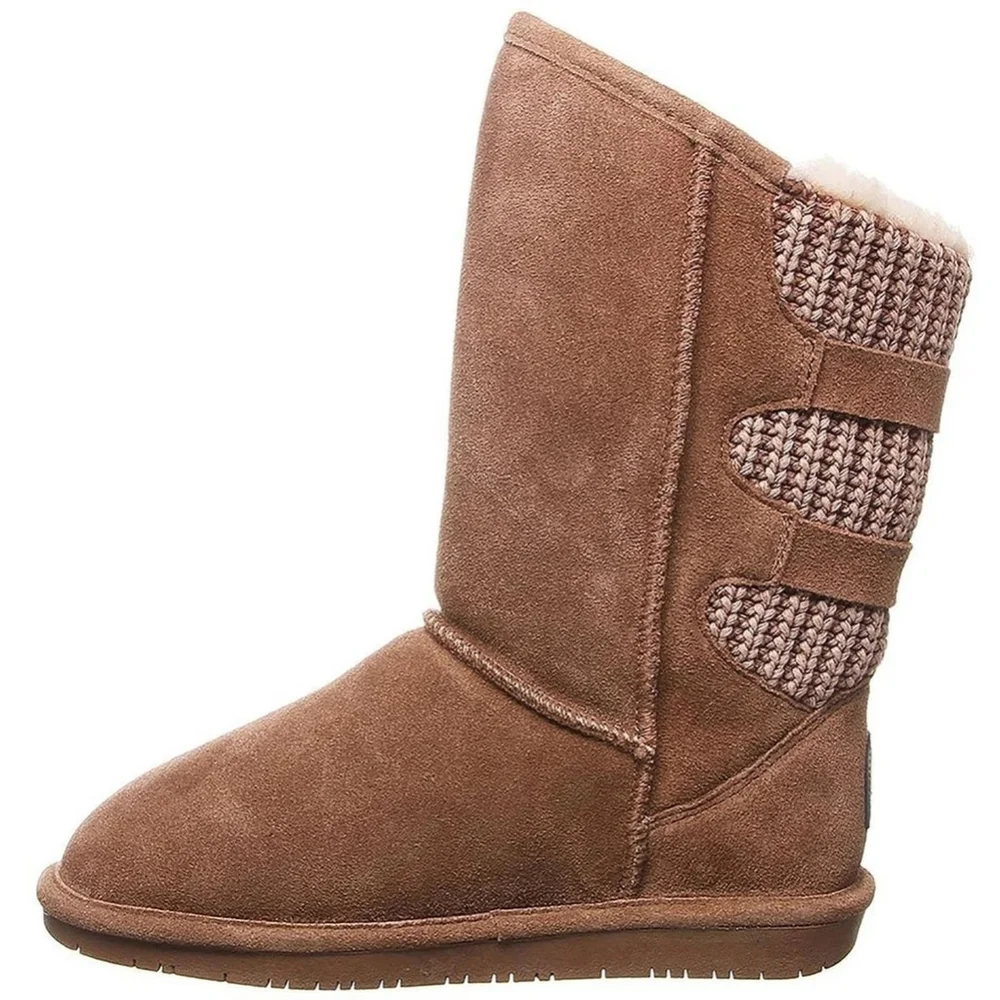 Bearpaw Classic Casual Cozy Fur Lined Leather Sweater Knit Winter Boots 7 WIDE